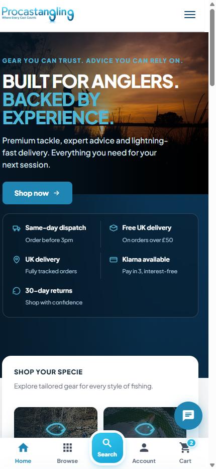 Procastangling mobile homepage with an always-visible bottom navigation bar